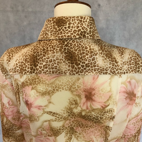 Escada Animal Print & Floral Long Sleeve Blouse - Picture 5 of 8